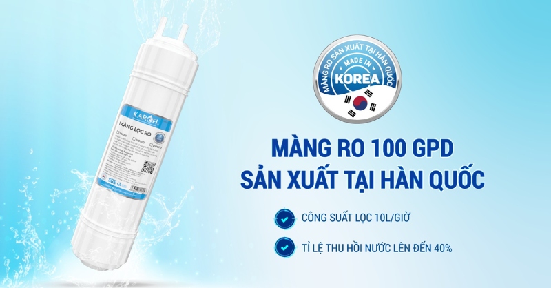 Máy lọc nước RO dùng màng RO 100 GPD sản xuất tại Hàn Quốc