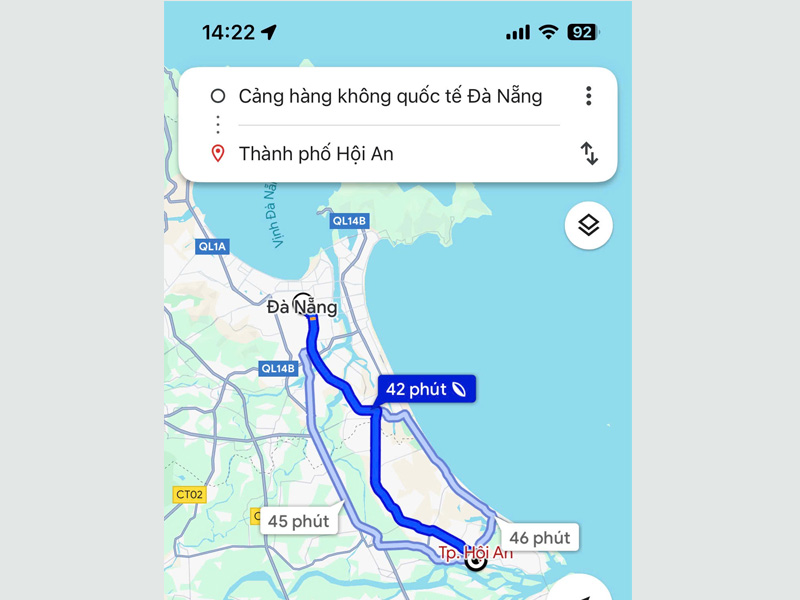 Quãng đường đi ô tô từ Đà Nẵng đến Hội An khoảng 30km