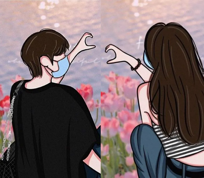 Ảnh avatar đôi tone hồng cho couple