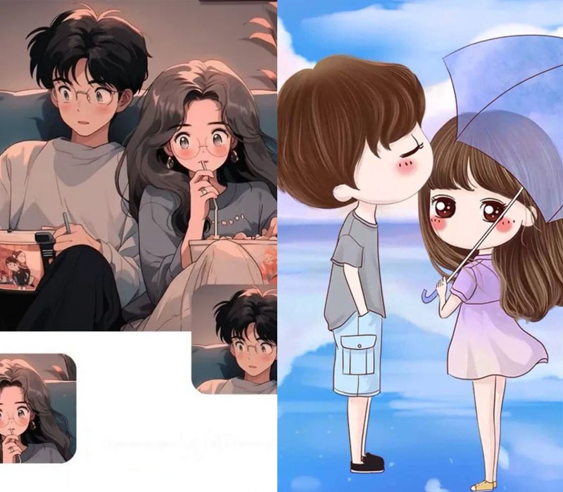 Phiên bản hoạt hình của ảnh cặp đôi yêu nhau