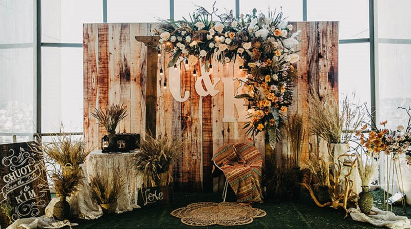 Backdrop đám cưới Vintage đẹp mắt