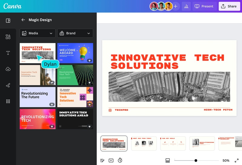 Canva để tạo slide bằng AI