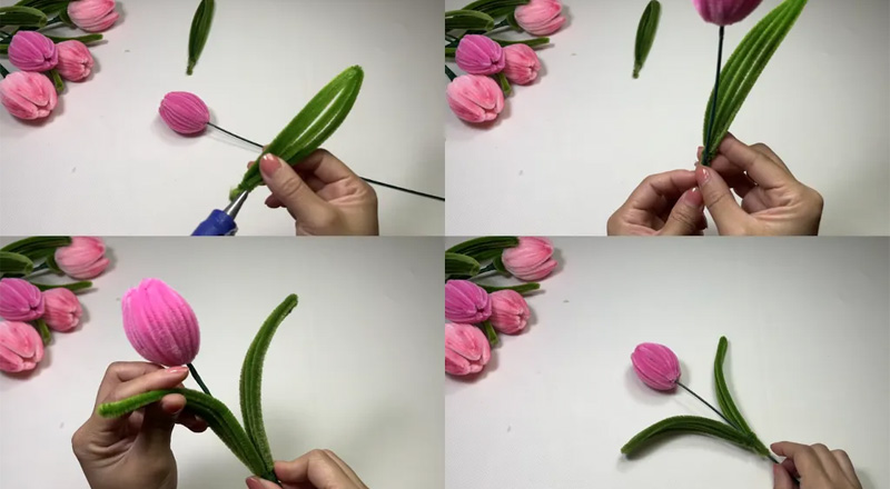 Hoàn chỉnh hoa tulip bằng kẽm nhung