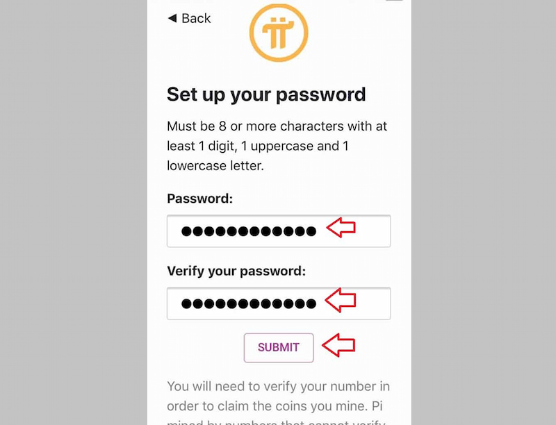Đặt mật khẩu cho tài khoản Pi Network