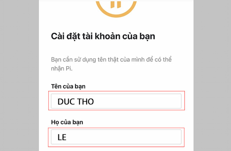 Cài đặt tài khoản Pi Network