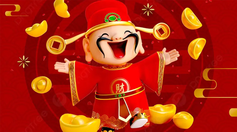 Hình nền thần tài có màu sắc tươi sáng, năng lượng tích cực