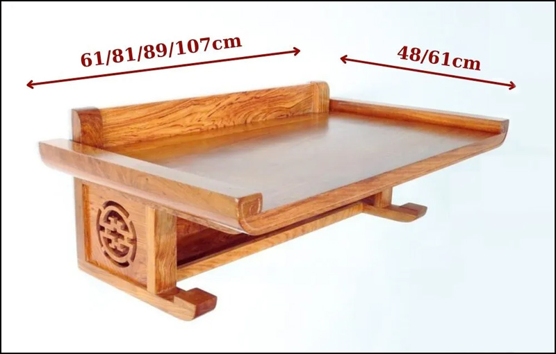 Kích thước bàn thờ treo tường phổ biến hiện nay