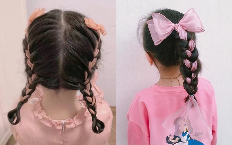 Kiểu tóc kẹp nơ đáng yêu phù hợp đi học, đi chơi