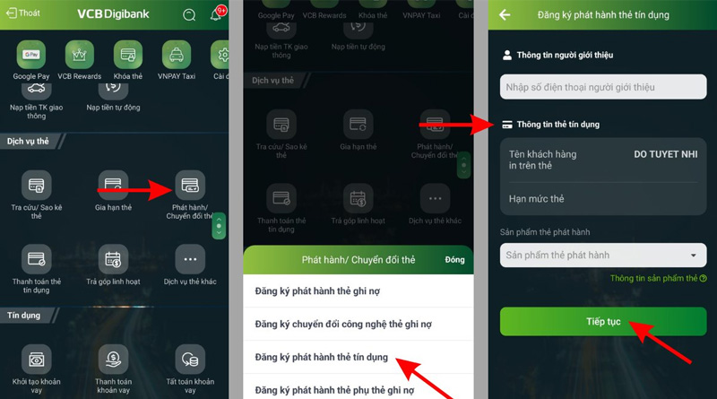 Cung cấp thông tin để mở thẻ tín dụng Vietcombank