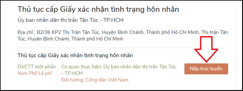 Chọn Nộp trực tuyến