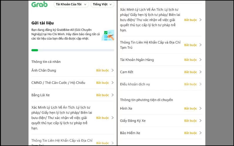 Đăng ký tài khoản Grab 