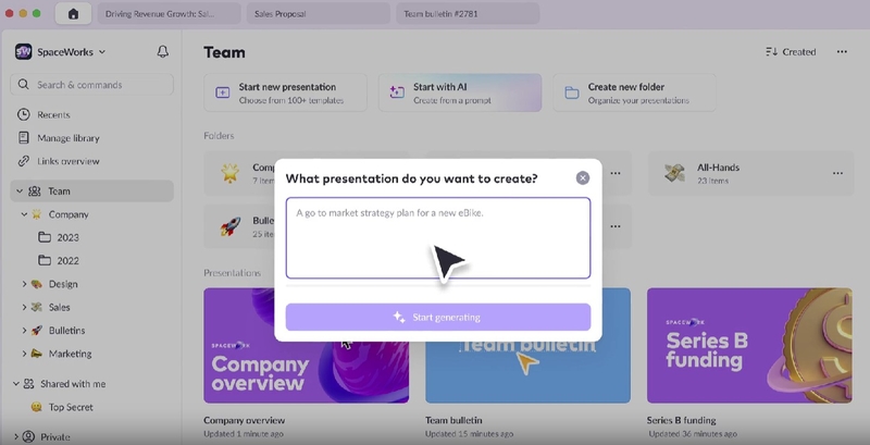 Pitch để tạo slide bằng AI
