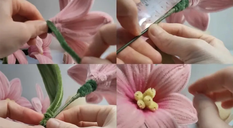 Hoàn thành hoa ly bằng kẽm nhung