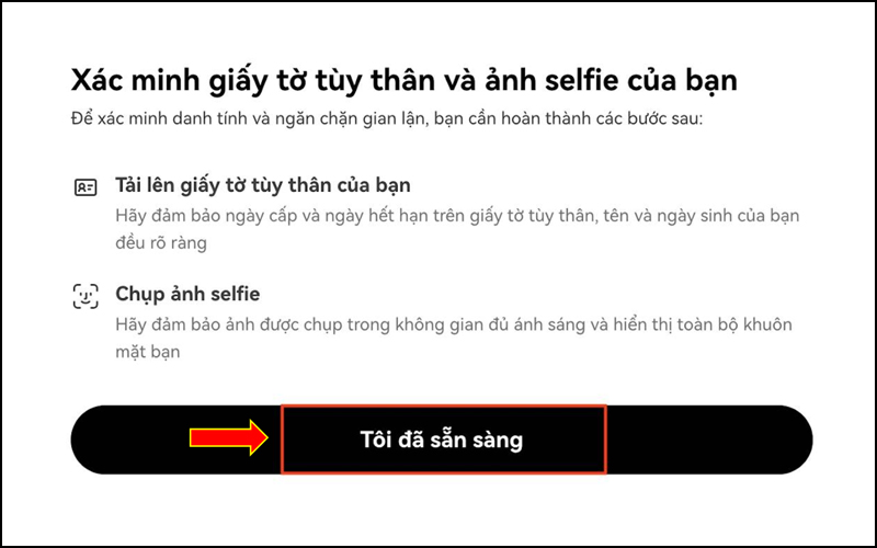 Xác minh giấy tờ tùy thân và ảnh selfie