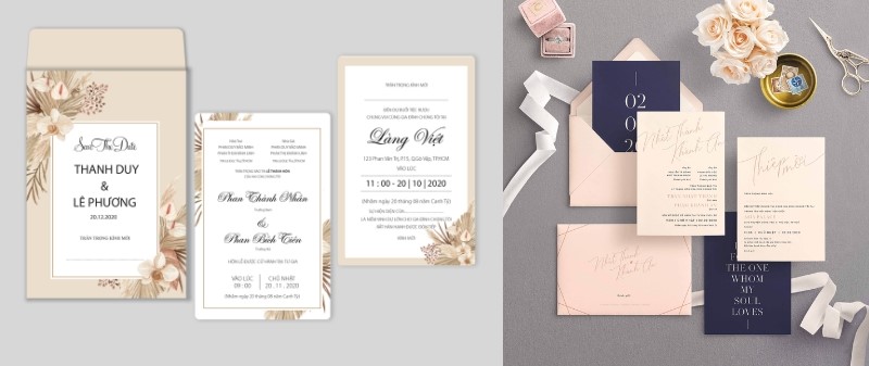 Thiệp cưới phong cách hiện đại, tối giản