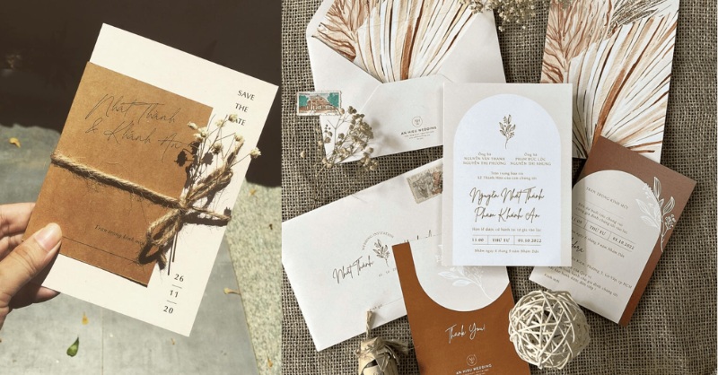 Thiệp cưới vintage/bohemian