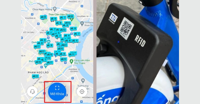 Tìm trạm xe và mở khóa qua ứng dụng TNGo