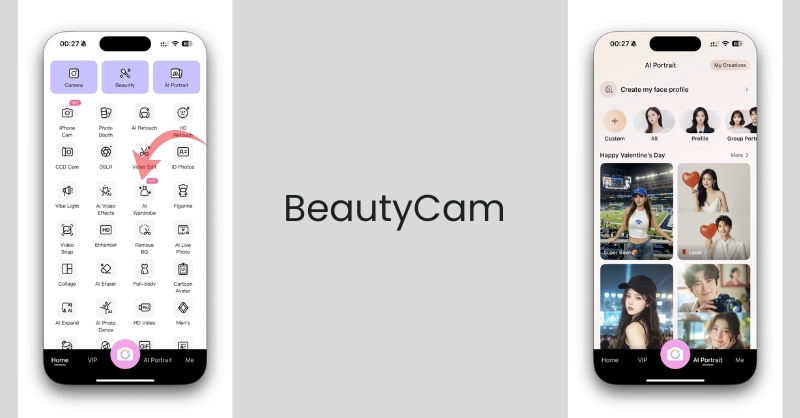 Tính năng "Tủ đồ AI" trên app BeautyCam