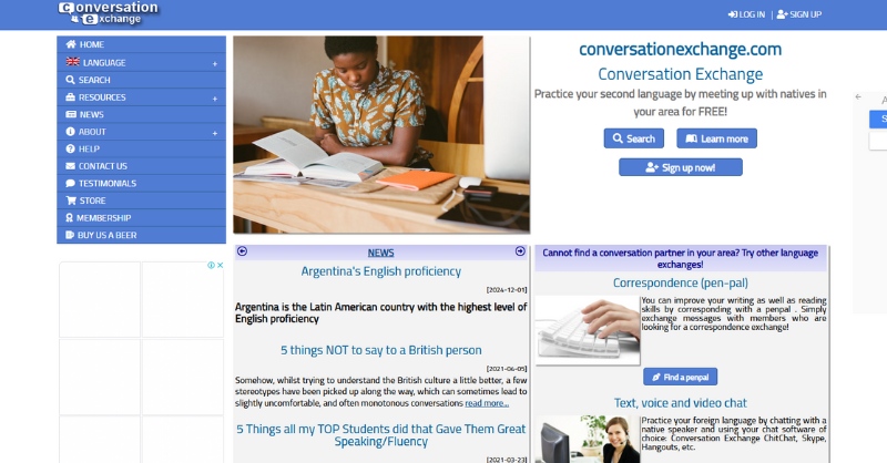 Trang web Conversation Exchange hỗ trợ học tiếng Anh online