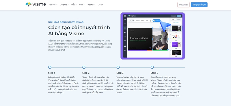 Visme để tạo slide bằng AI