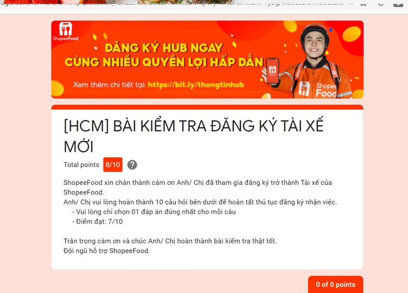 Nhấn View Score để xem kết quả bài test