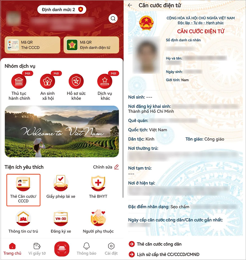 Xem thông tin cư trú tại mục "Thẻ Căn cước/CCCD"