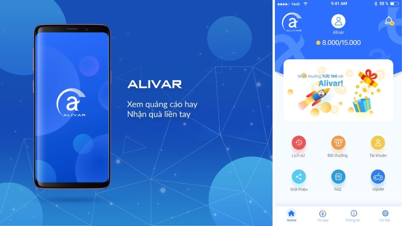 Alivar là ứng dụng kiếm tiền từ việc xem video