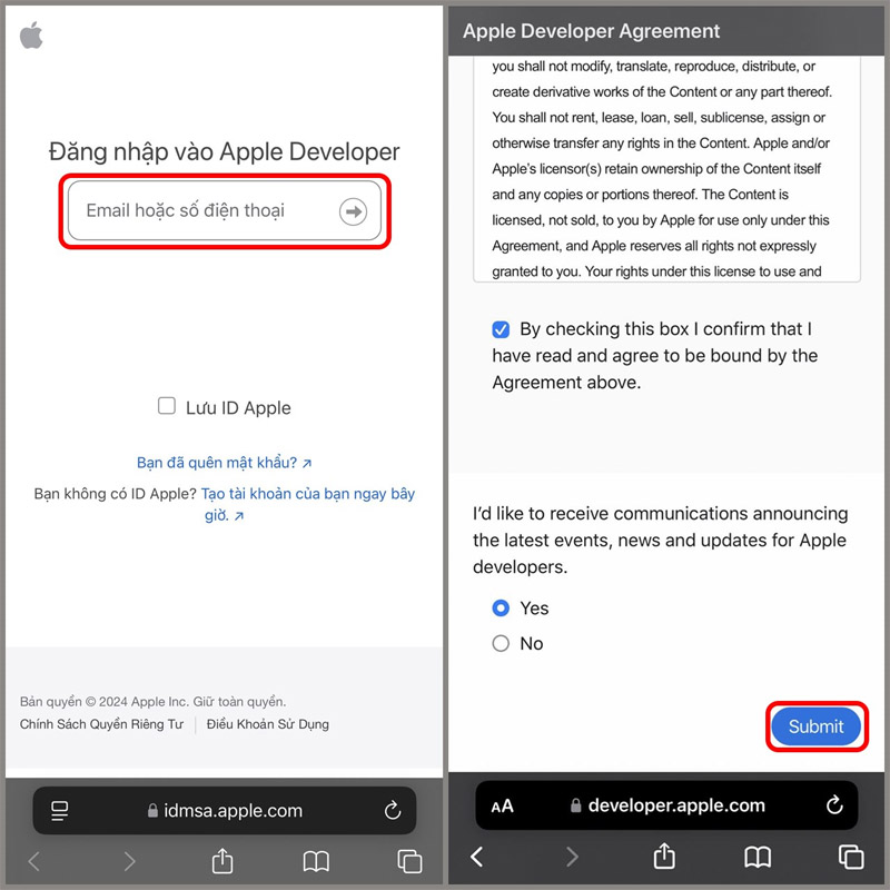 Đăng ký Apple Developer trước khi cập nhật phần mềm