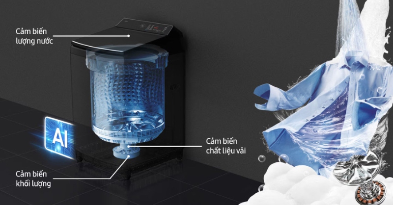Công nghệ giặt AI trên Máy giặt Samsung WA80F13S5BSV