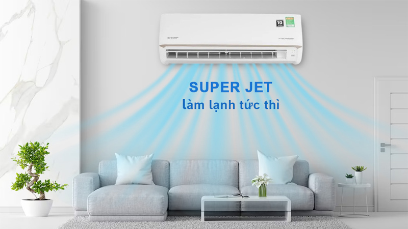 Máy Lạnh Sharp Inverter 1.5 HP AH/AU-X13CEWC làm lạnh tức thì