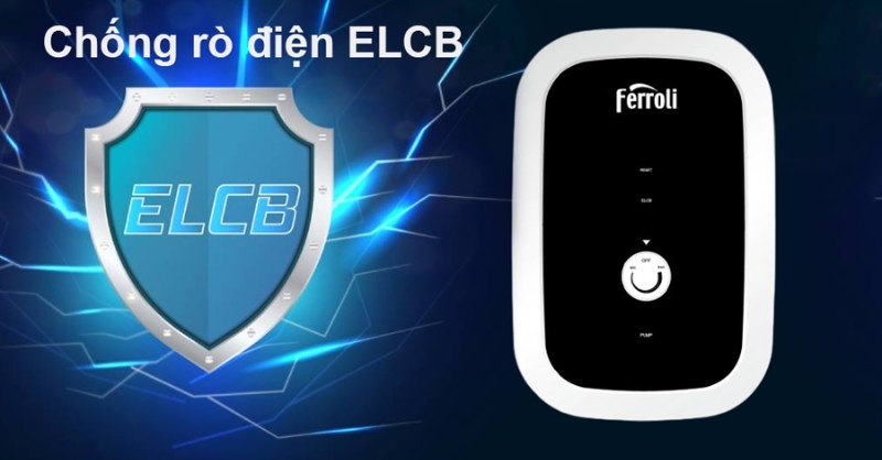 Máy Nước Nóng Ferroli LUXE-SP với cầu dao chống rò điện ELCB