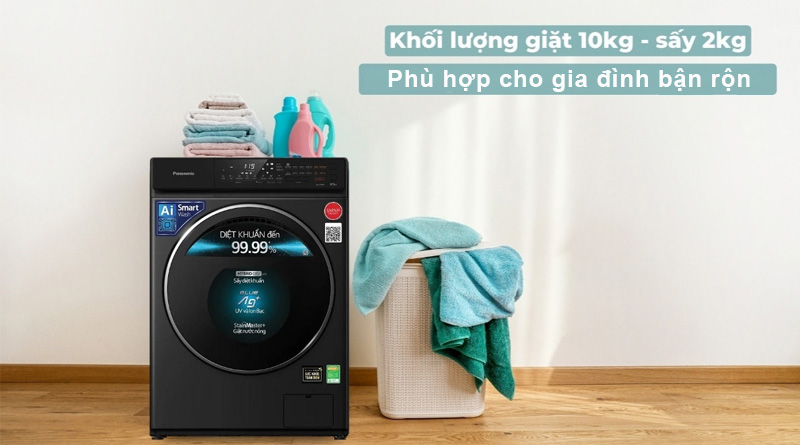 Panasonic Inverter 10/2 Kg NA-V10FR1BVT phù hợp cho gia đình bận rộn