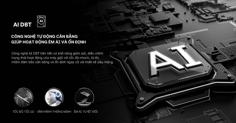 Công nghệ cân bằng AI ABT giảm rung ồn cho máy giặt Aqua