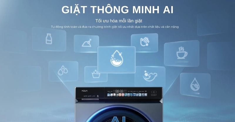Công nghệ giặt thông minh AI trên Máy giặt Aqua