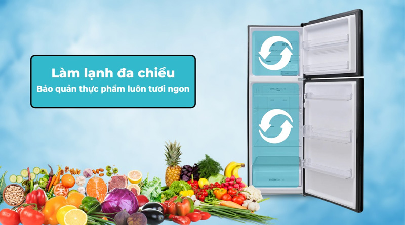 Tủ lạnh Aqua được tích hợp công nghệ làm lạnh đa chiều
