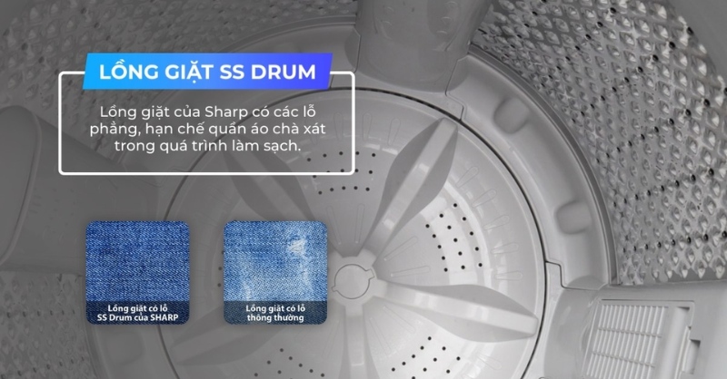 Lồng giặt SS Drum trên máy giặt Sharp