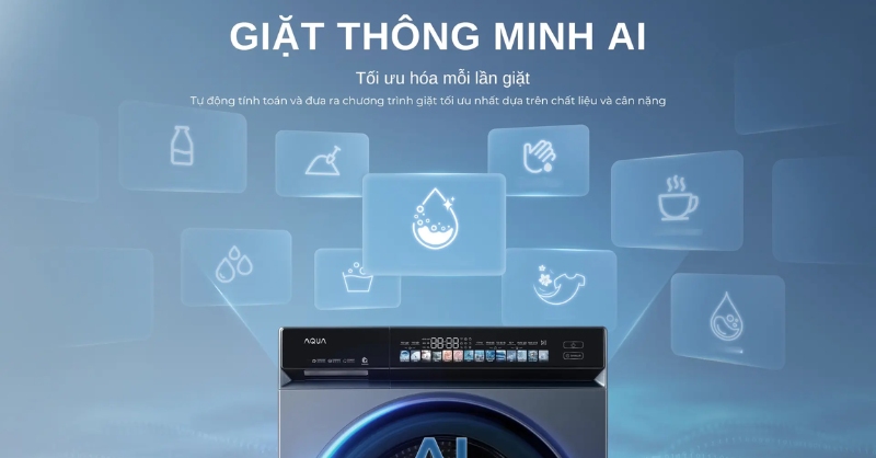 Máy giặt Aqua có công nghệ giặt thông minh AI