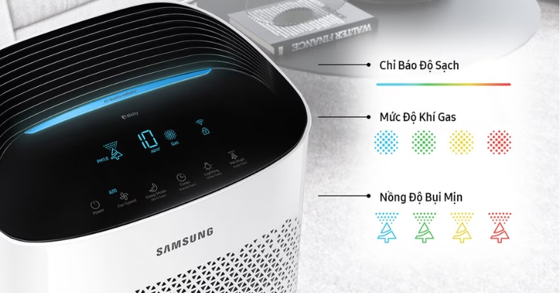Máy lọc không khí Samsung trang bị đèn LED 4 màu hiển thị chất lượng không khí