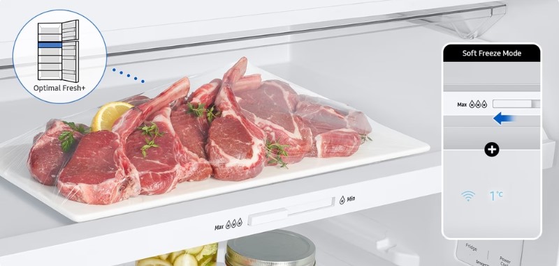Ngăn đông mềm Optimal Fresh+ trên tủ lạnh Samsung