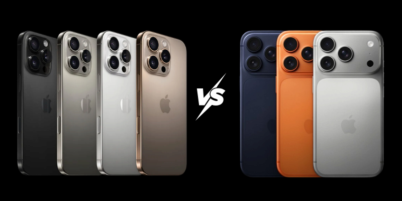 Các màu sắc trên iPhone 17 Pro Max và iPhone 16 Pro Max