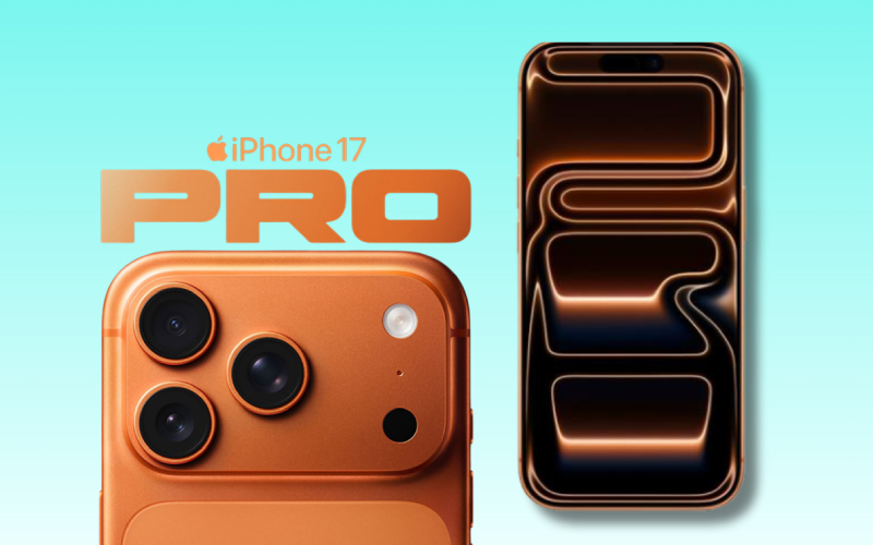 iPhone 17 Pro phiên bản màu cam Titan với cụm camera ba ống kính 48 MP