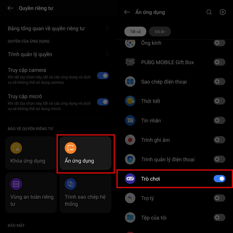 Chọn ẩn ứng dụng trên Realme
