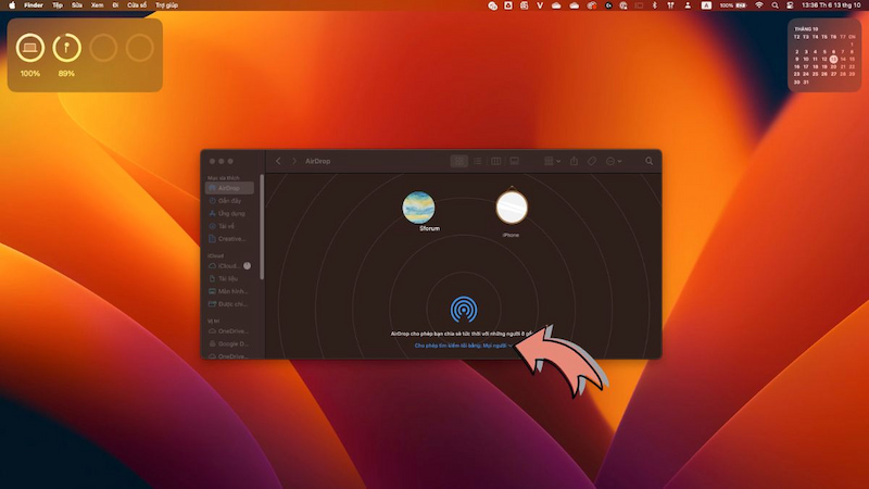 Bật AirDrop trên MacBook