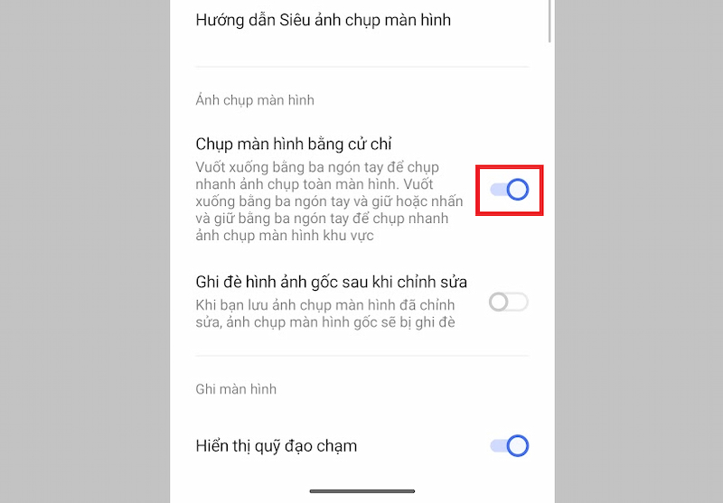 Chụp màn hình bằng cử chỉ