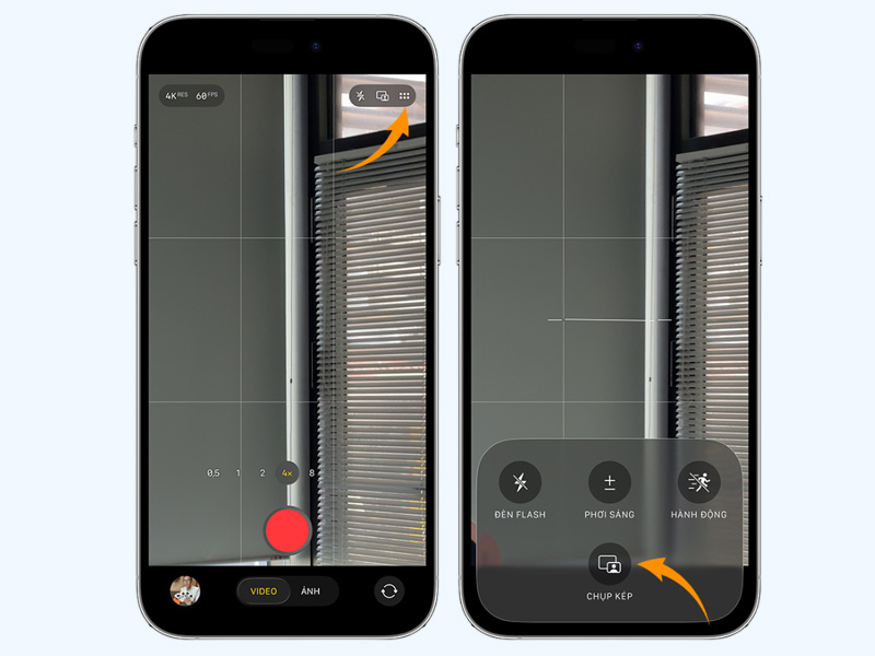Mở camera và chọn tính năng Dual Capture trên iPhone 17