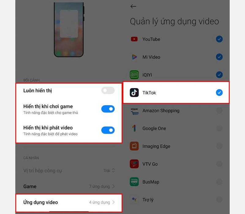 Bật Hiển thị khi phát video để nghe âm thanh TikTok trong nền