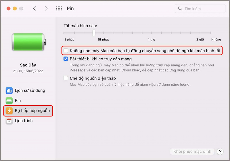 Bật tính năng MacBook hoạt động khi gập màn hình