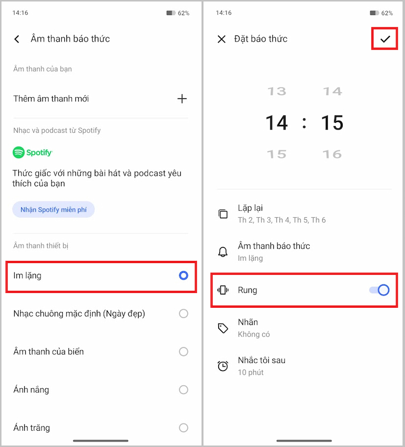 Bật rung cho báo thức trên Android