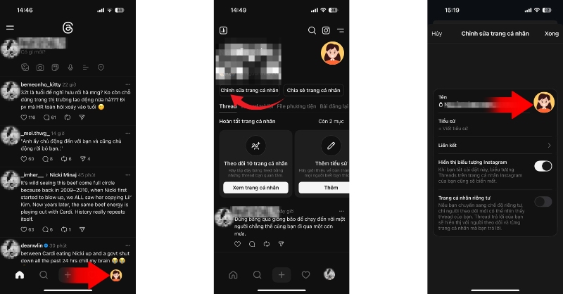 Các bước đổi avatar Threads đơn giản