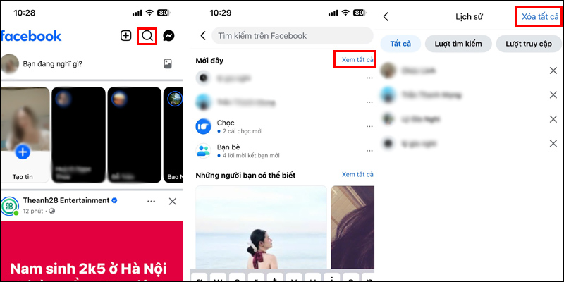 Hướng dẫn xóa lịch sử tìm kiếm trên Facebook